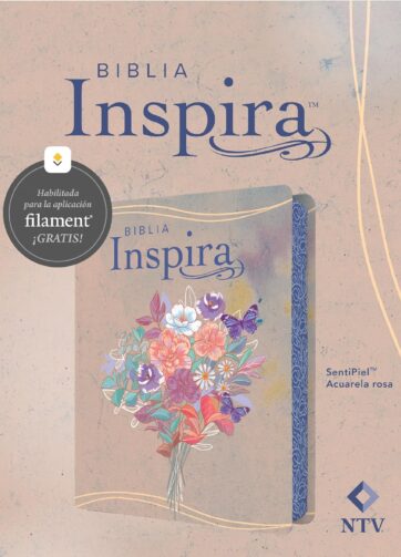 Biblia Inspira NTV con Filament SentiPiel, Acuarela rosa