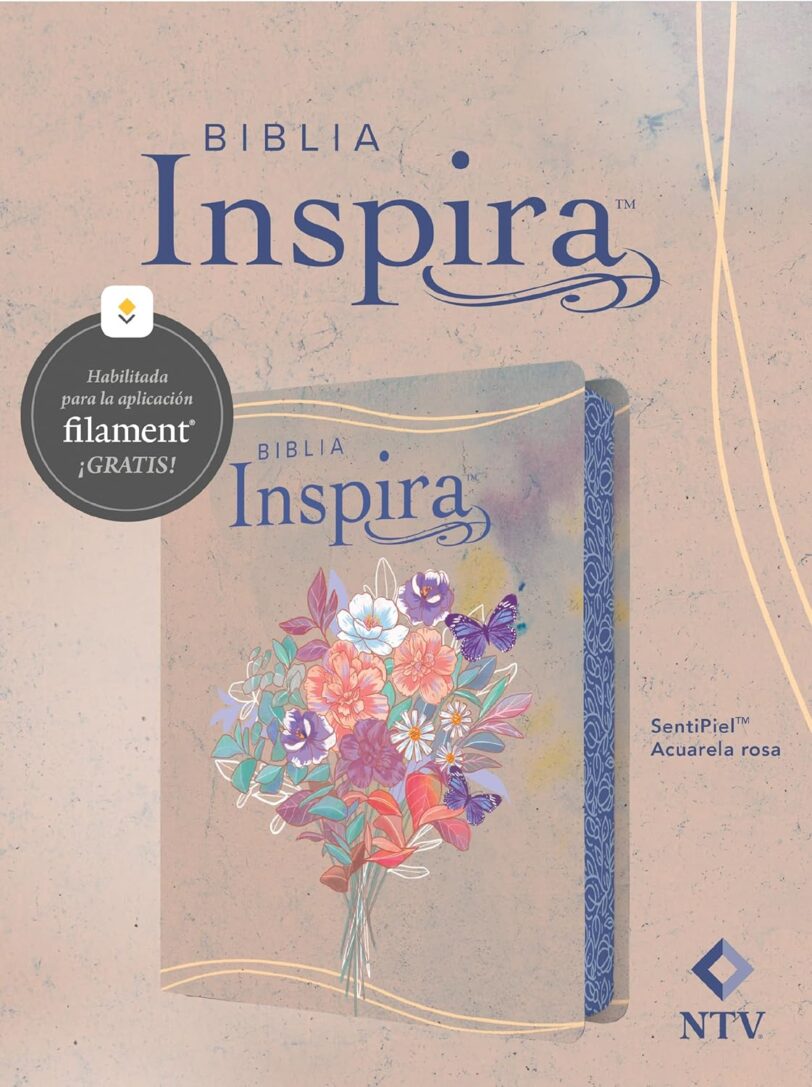 Biblia Inspira NTV con Filament SentiPiel, Acuarela rosa