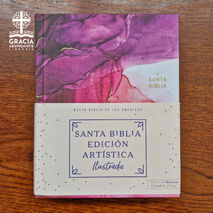 Biblia NBLA, Edición Artística Ilustrada, Tapa dura/Tela, Rosado, Palabras de Jesús en Rojo, Letra Comfort Print - Imagen 2
