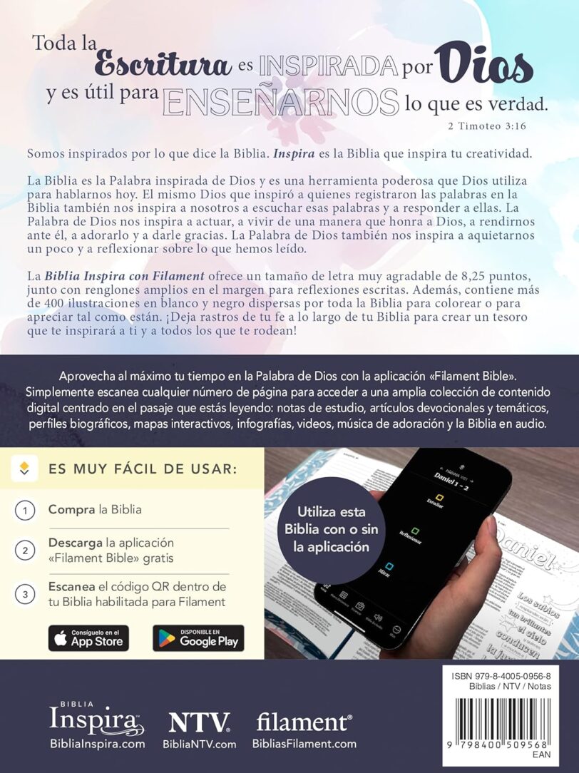 Biblia Inspira Ntv Con Filament Sentipiel, Paraíso Floral - Imagen 3