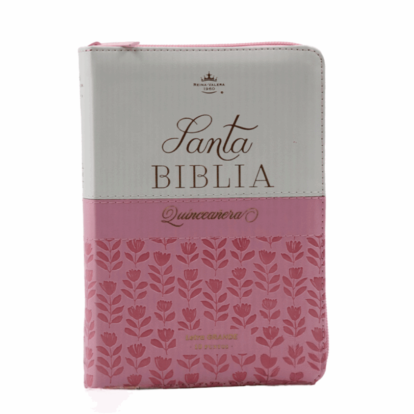 Biblia Quinceañera RVR1960 Rosa Blanco Cierre E Índice