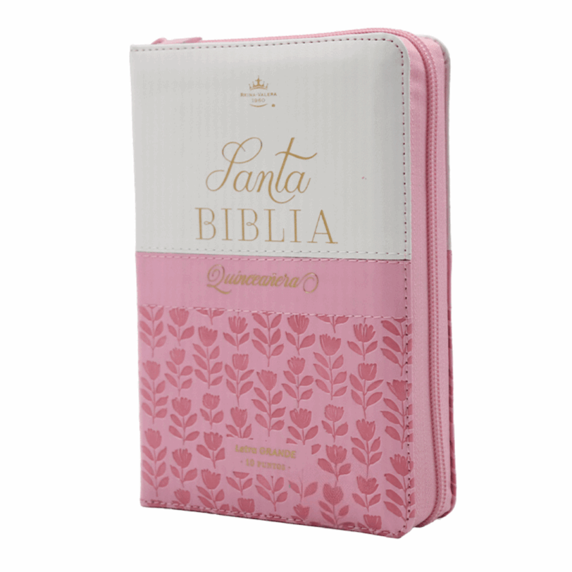 Biblia Quinceañera RVR1960 Rosa Blanco Cierre E Índice - Imagen 2