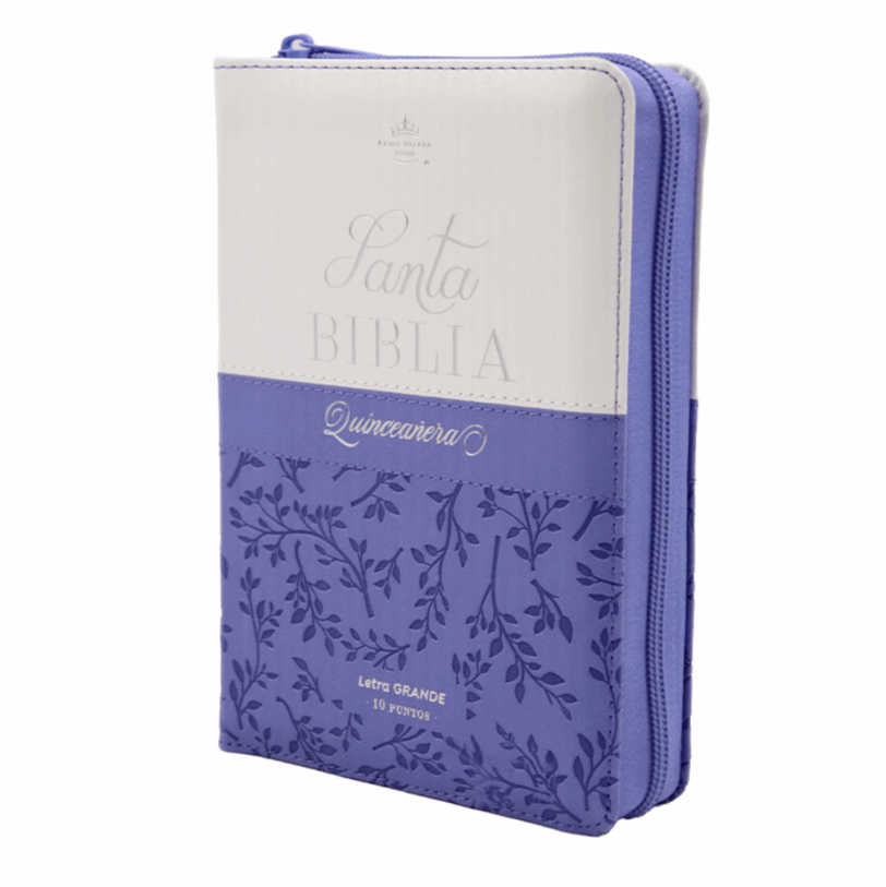 Biblia Quinceañera RVR1960 Lila Blanco Cierre E Índice - Imagen 2
