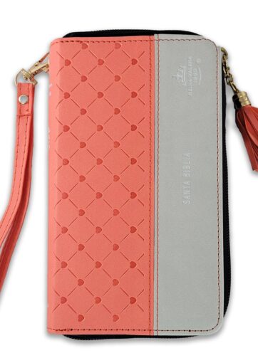 Biblia RVR60 coral con cierre y agarradera para mujeres