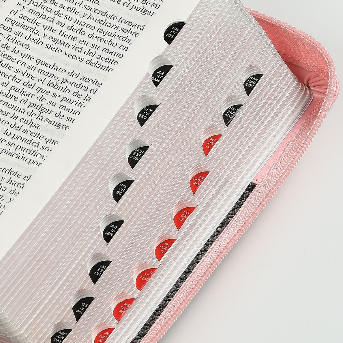 Biblia RVR1960 Compacta Letra Grande 11 Puntos Imitación Piel Rosa y Marrón con Cierre e Índice - Imagen 11