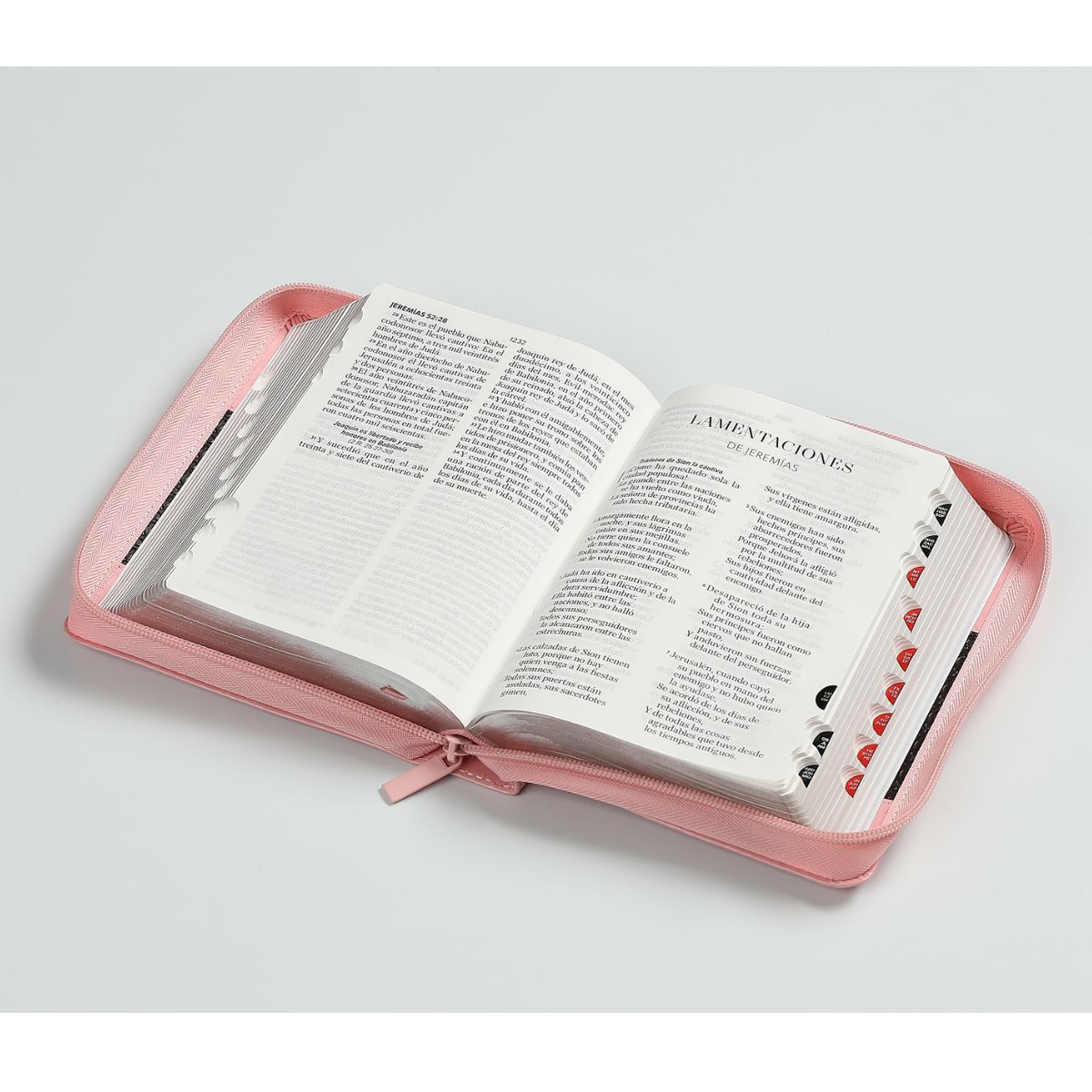 Biblia RVR1960 Compacta Letra Grande 11 Puntos Imitación Piel Rosa y Marrón con Cierre e Índice - Imagen 9