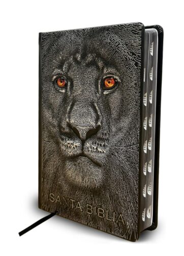 Biblia RVR 1960 Letra grande León de Judá edición especial plata con canto negro