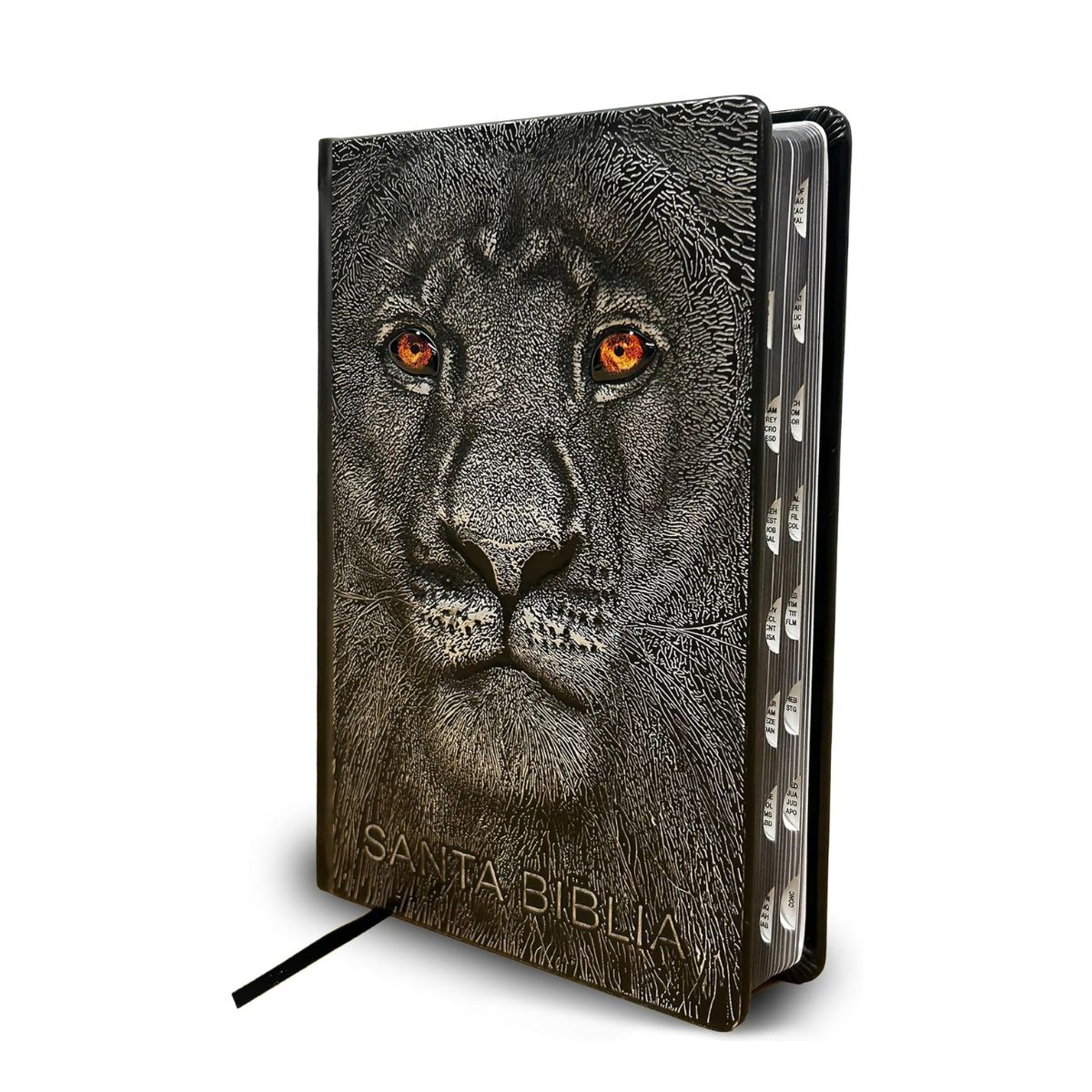 Biblia RVR 1960 Letra grande León de Judá edición especial plata con canto negro
