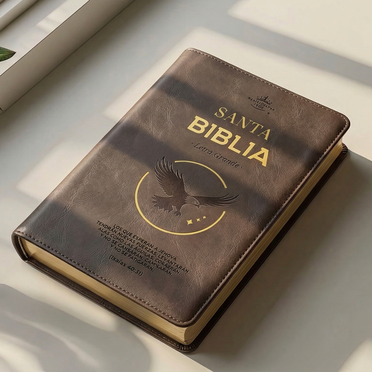 Biblia RVR1960 Obsequios y Premios Letra Grande Imitación Piel Águila Color Moka - Imagen 3