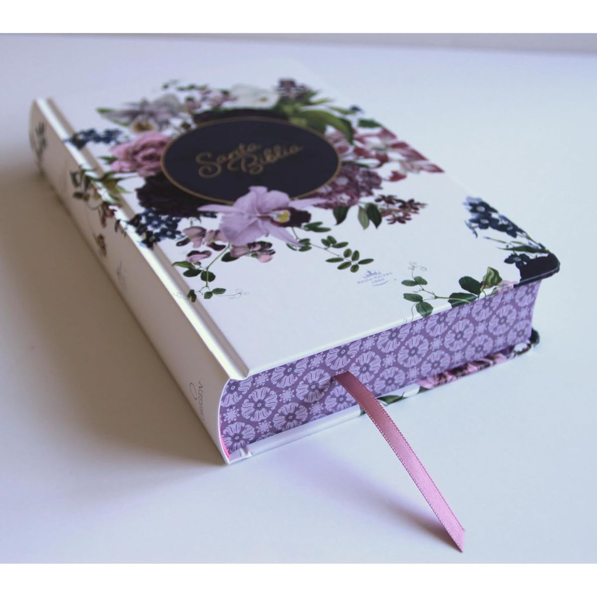 Biblia RVR1960 Corona de Flores Moradas Con Índice Letra Gigante, Tamaño Manual, TD - Imagen 3