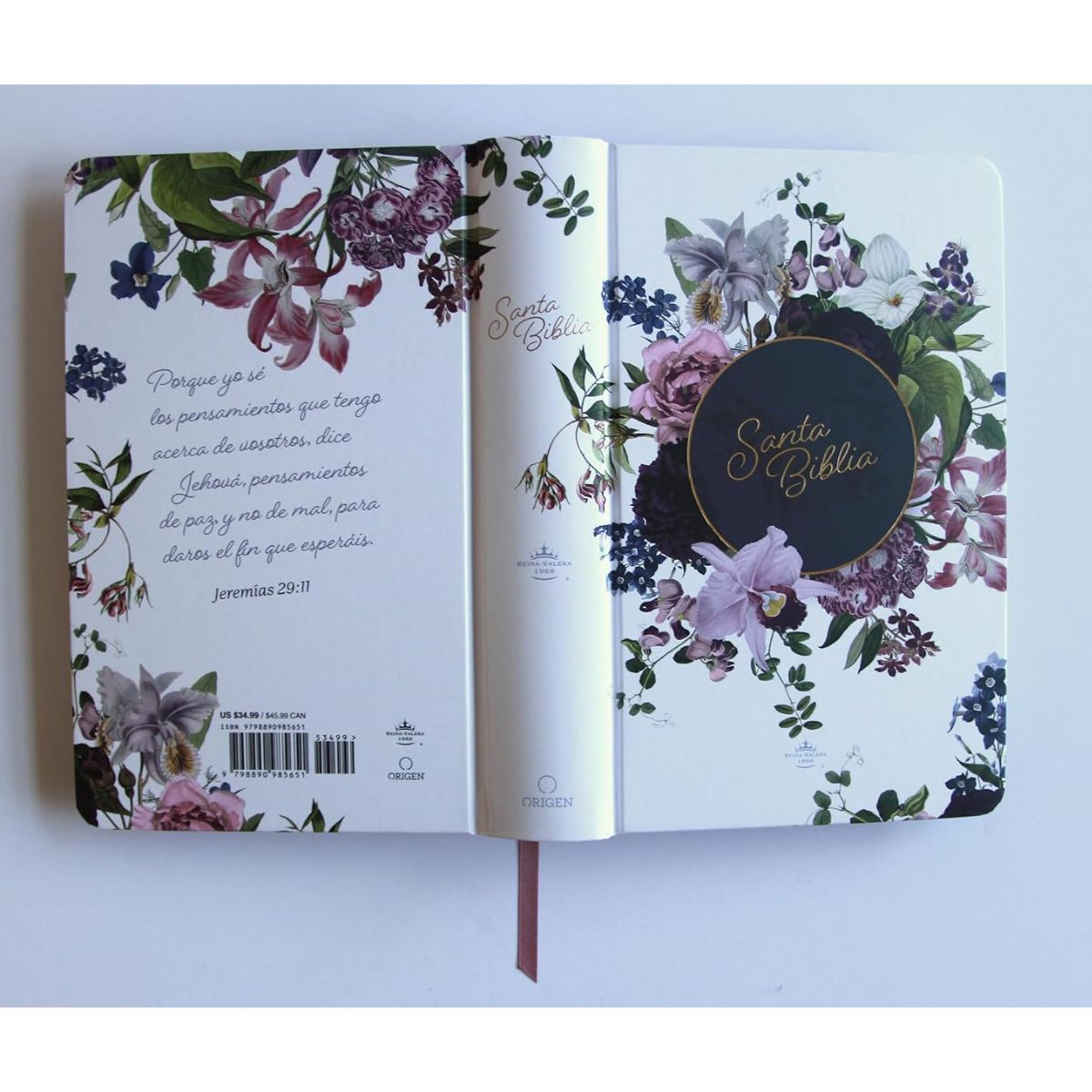 Biblia RVR1960 Corona de Flores Moradas Con Índice Letra Gigante, Tamaño Manual, TD - Imagen 8