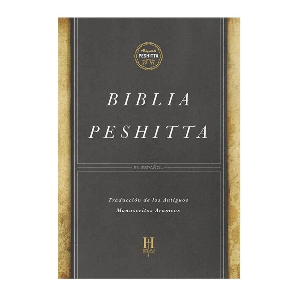 Portada frontal de la Biblia Peshitta Tapa Dura en tono oscuro con detalles laterales dorados.
