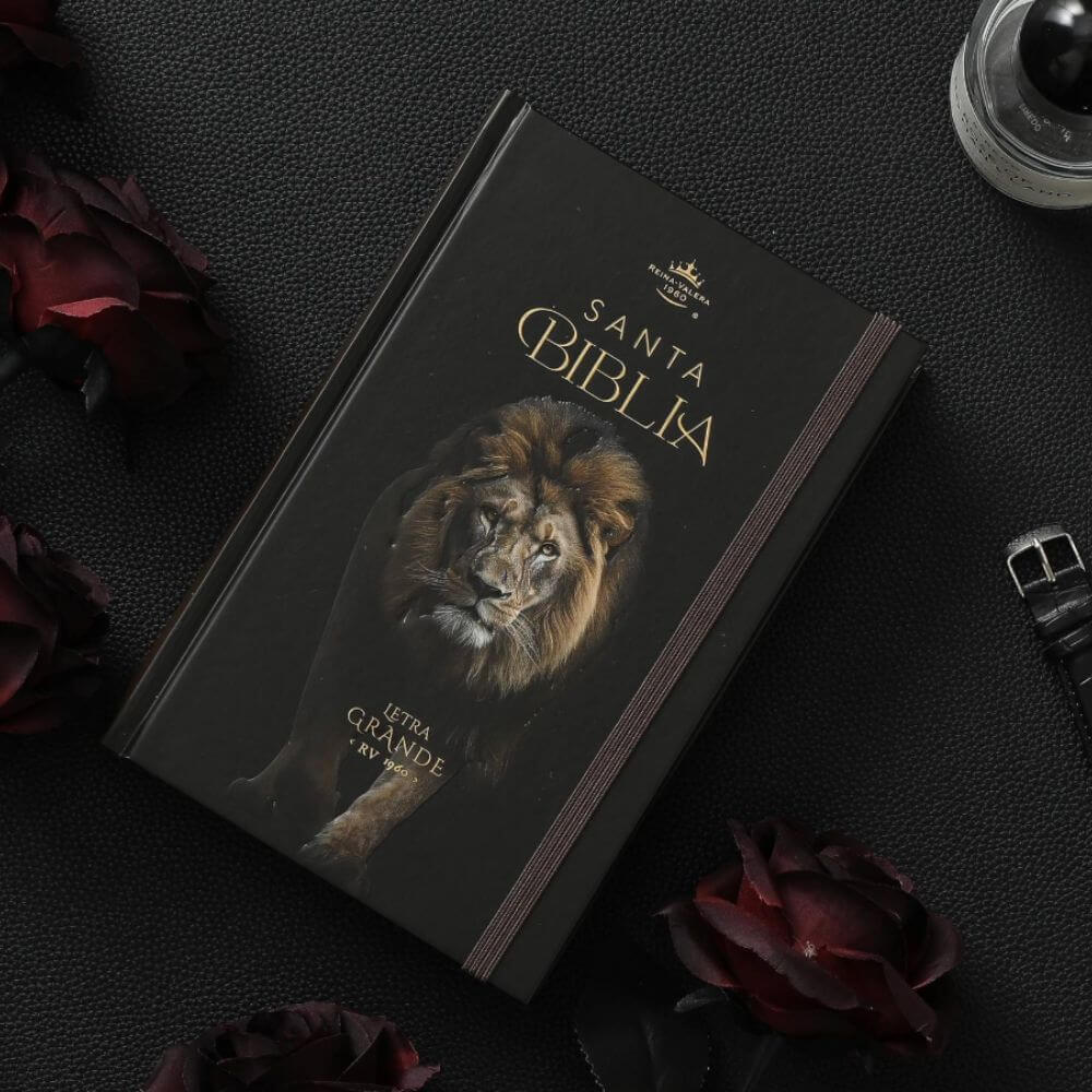 Biblia RVR1960 León de Judá Canto Pintado Tapa Dura C/Elástico Letra Grande - Imagen 2